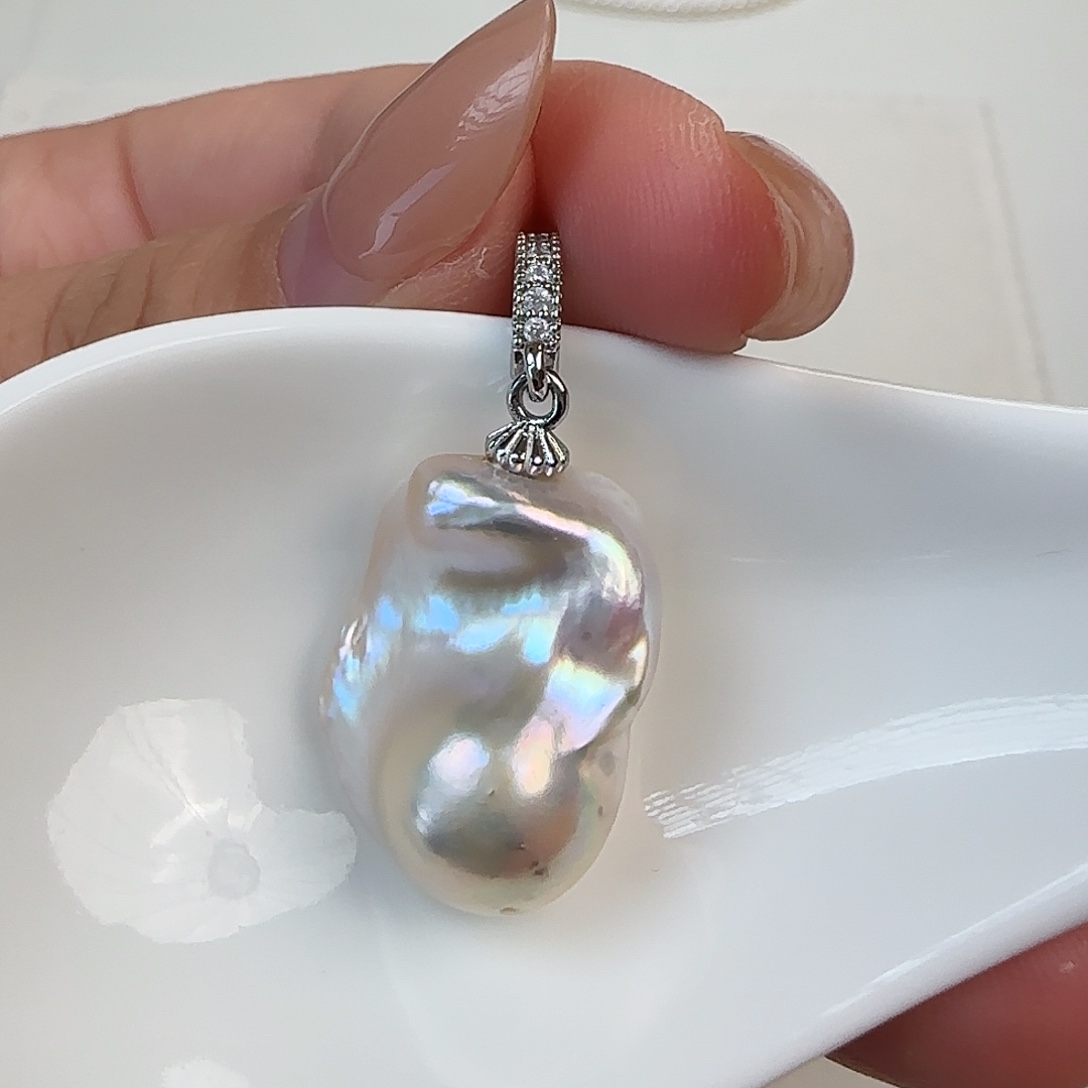 银S925镶嵌淡水珍珠耳饰