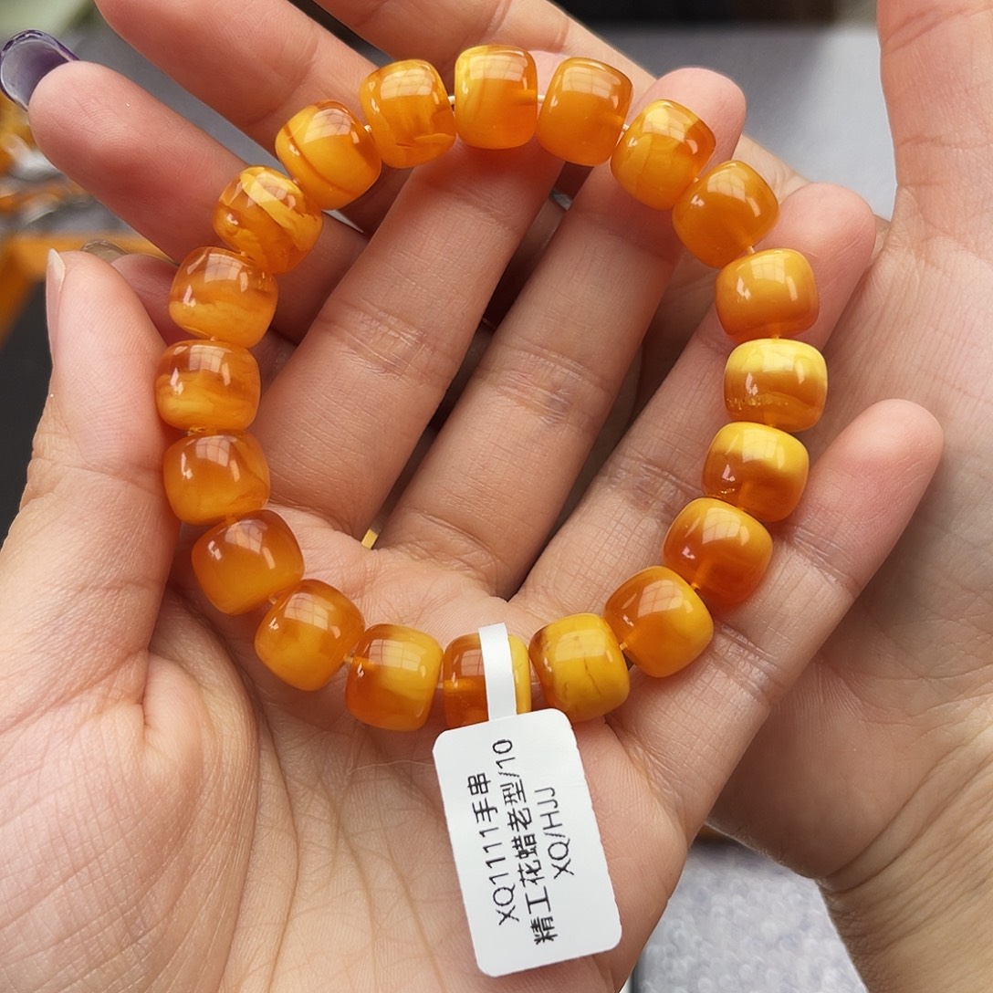 琥珀未镶嵌手链10m花蜡