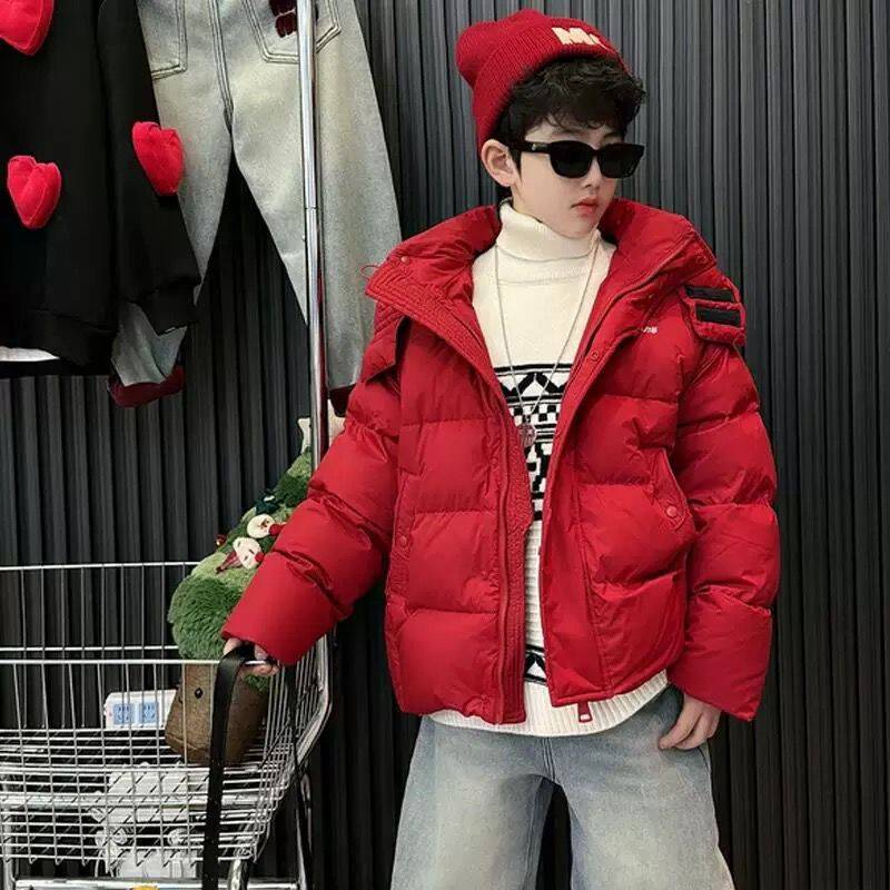 男童冬季羽绒棉服2025新款本命年加厚红色棉衣大儿童棉袄秋冬外套