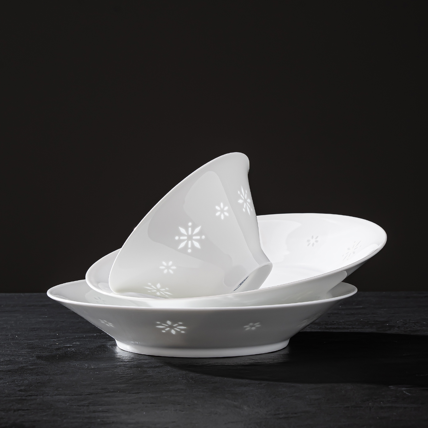 星光玲珑/多碗多盘 九辰碗碟套装家用景德镇高白瓷健康陶瓷碗盘