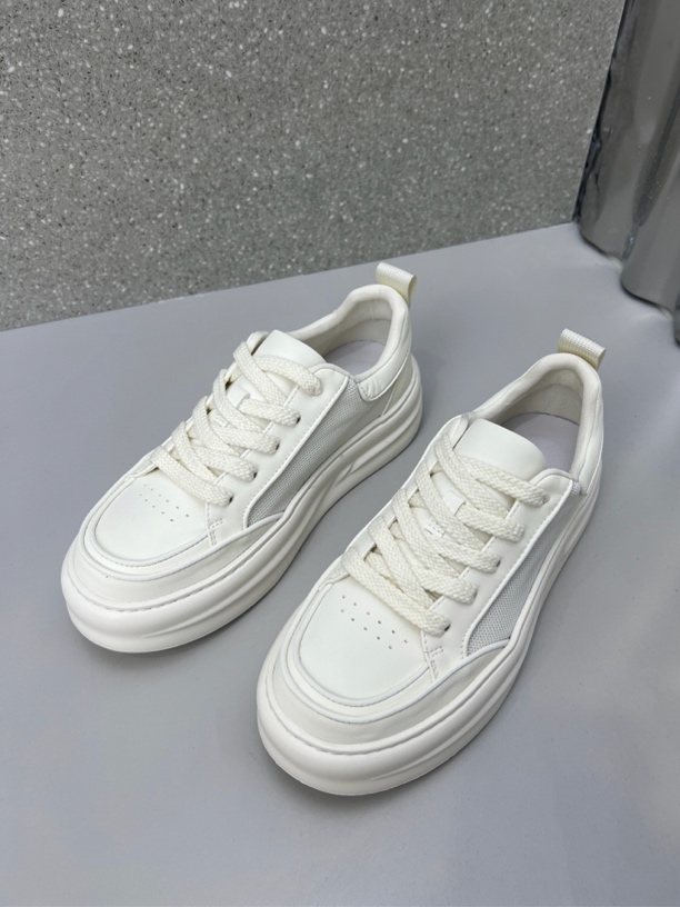 25夏款网面透气小白色加厚底男士休闲鞋低帮发泡鞋底