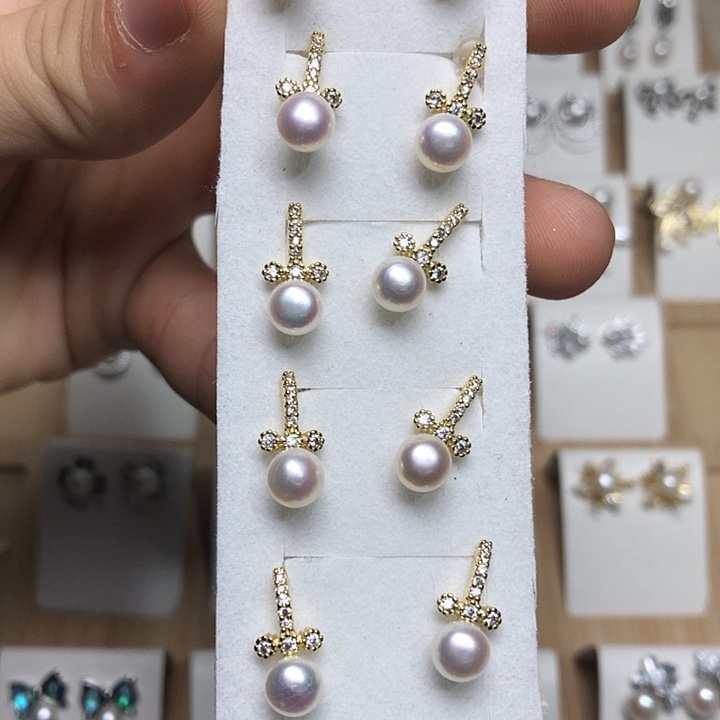 淡水珍珠耳饰银S925镶嵌