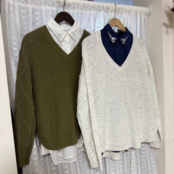 DOB｜外单 秋冬宽松显瘦V领套头针织毛衣女内搭外穿