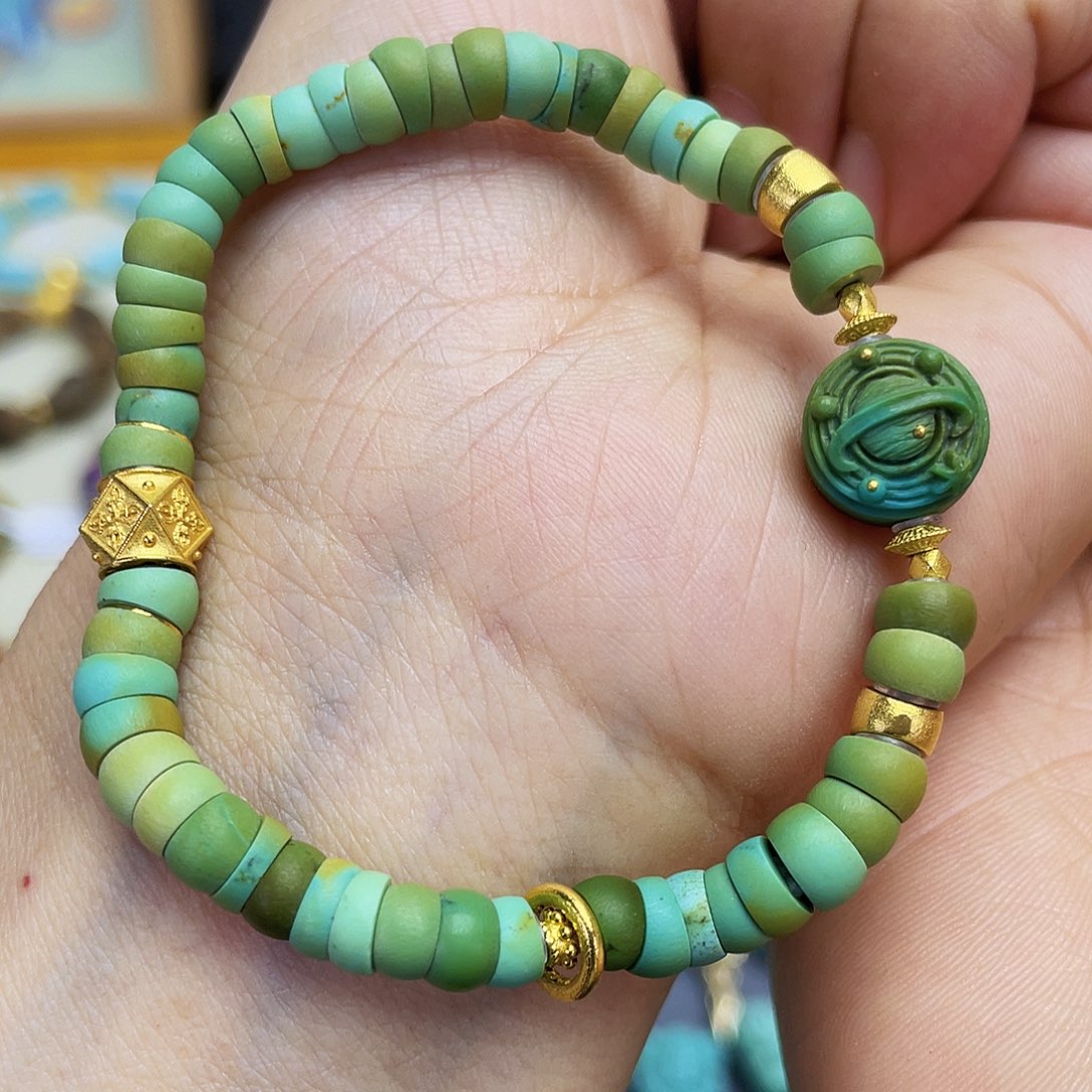 绿松石手链18K金镶嵌