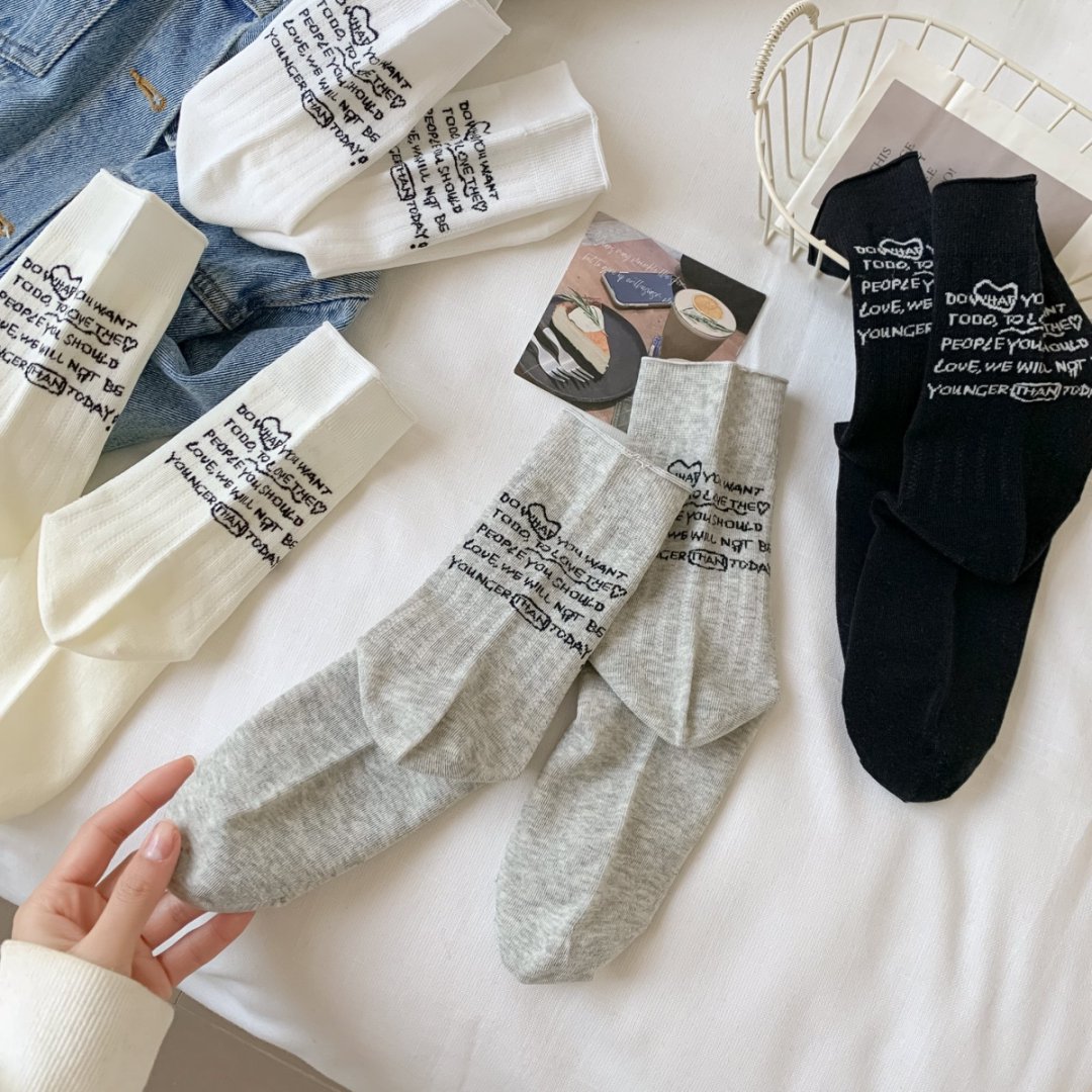 415（心）运动网红百搭ins中筒日系韩版堆袜M5083组合A