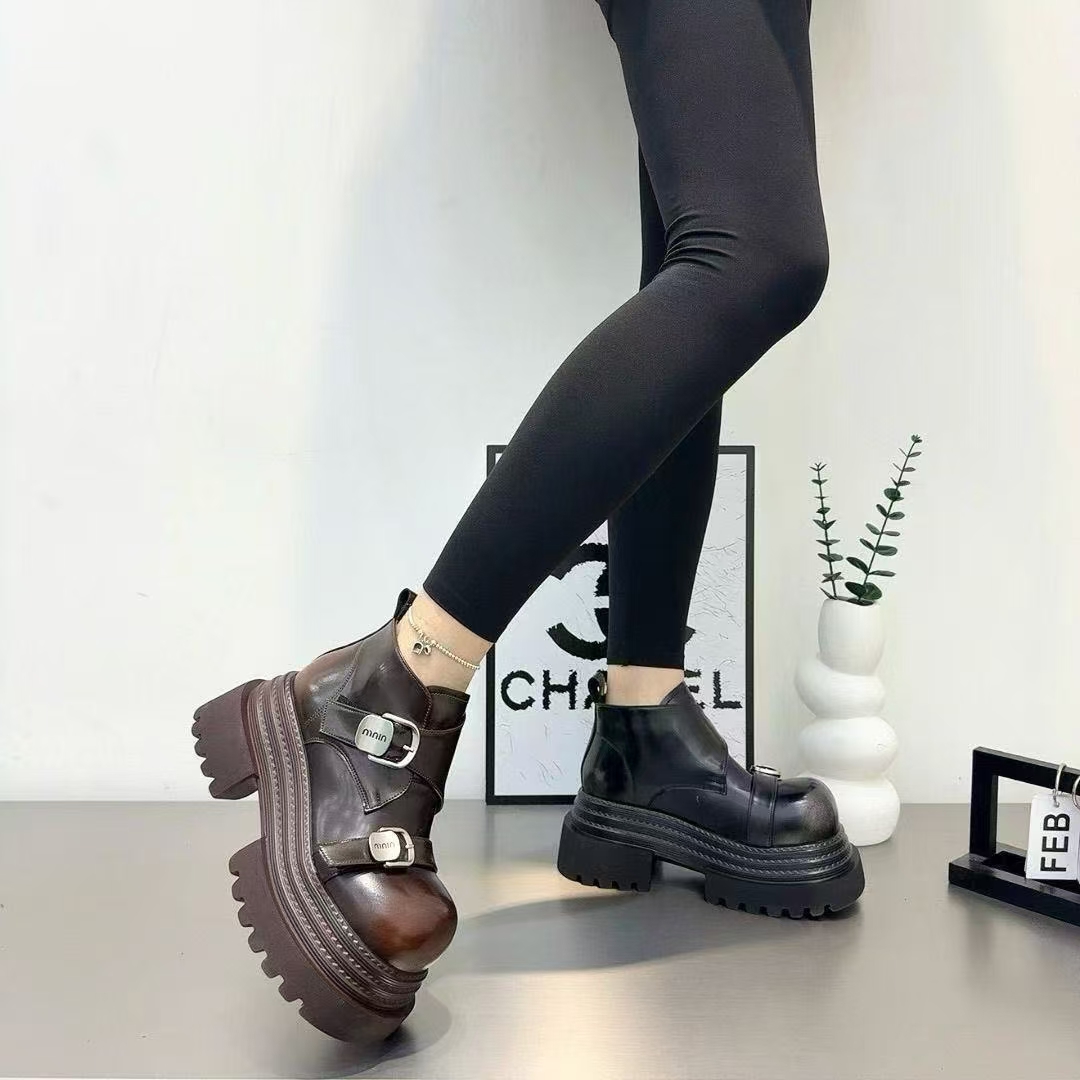 (MGG)早春大头带扣真皮乐福JK小皮鞋