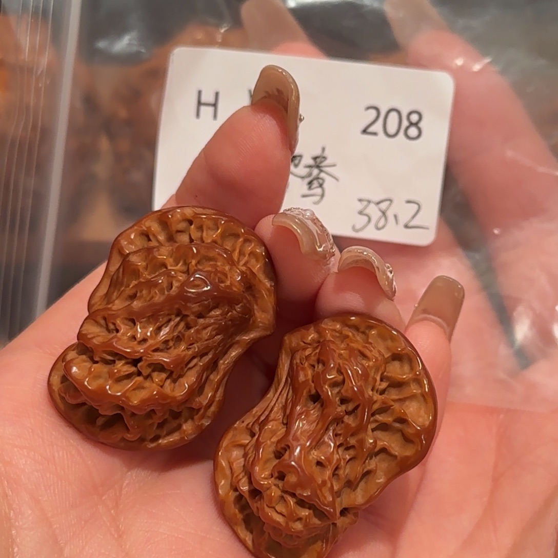 桃核吊坠精品鸳鸯38