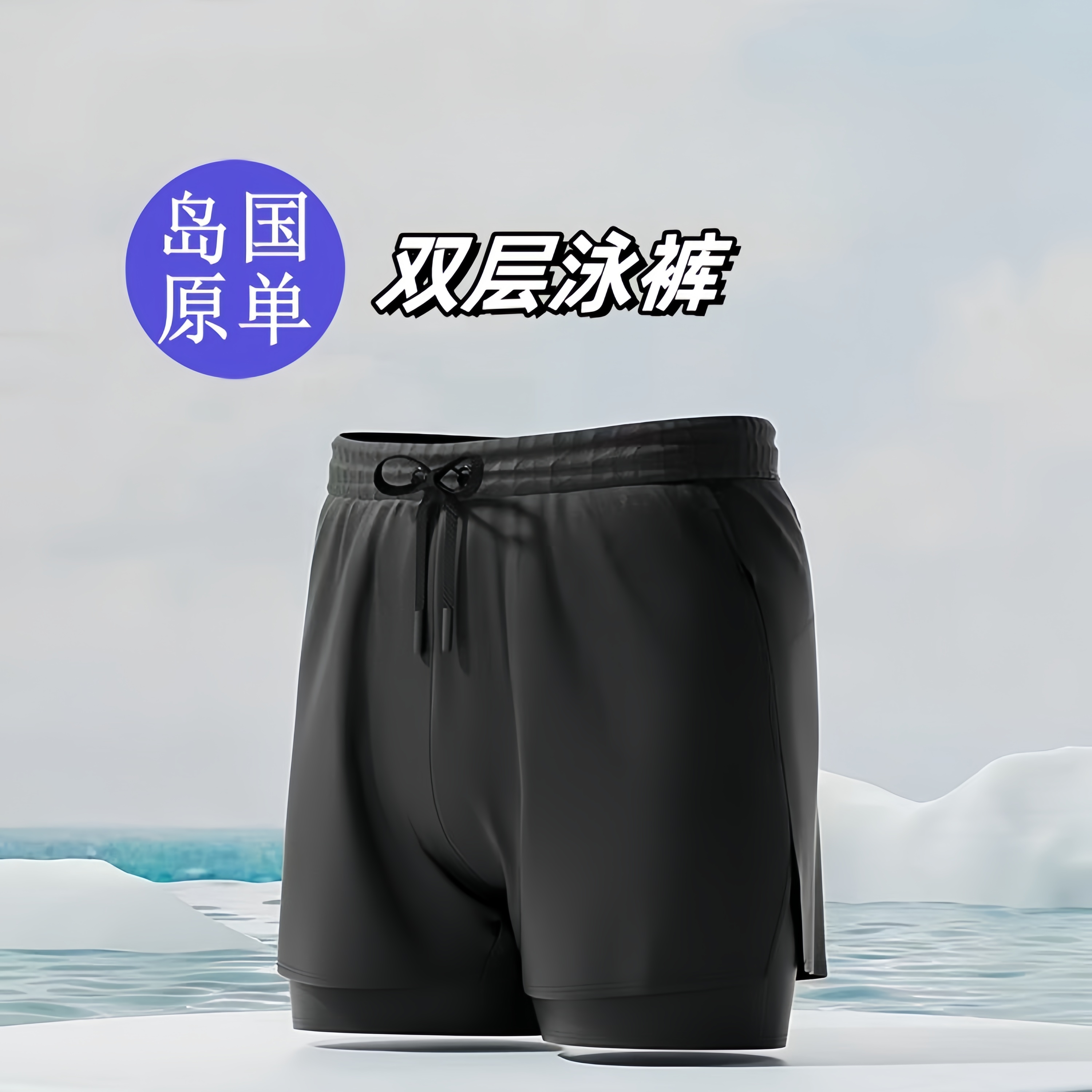 岛国原单双层泳裤可下水沙滩裤防尴尬度假泡温泉运动