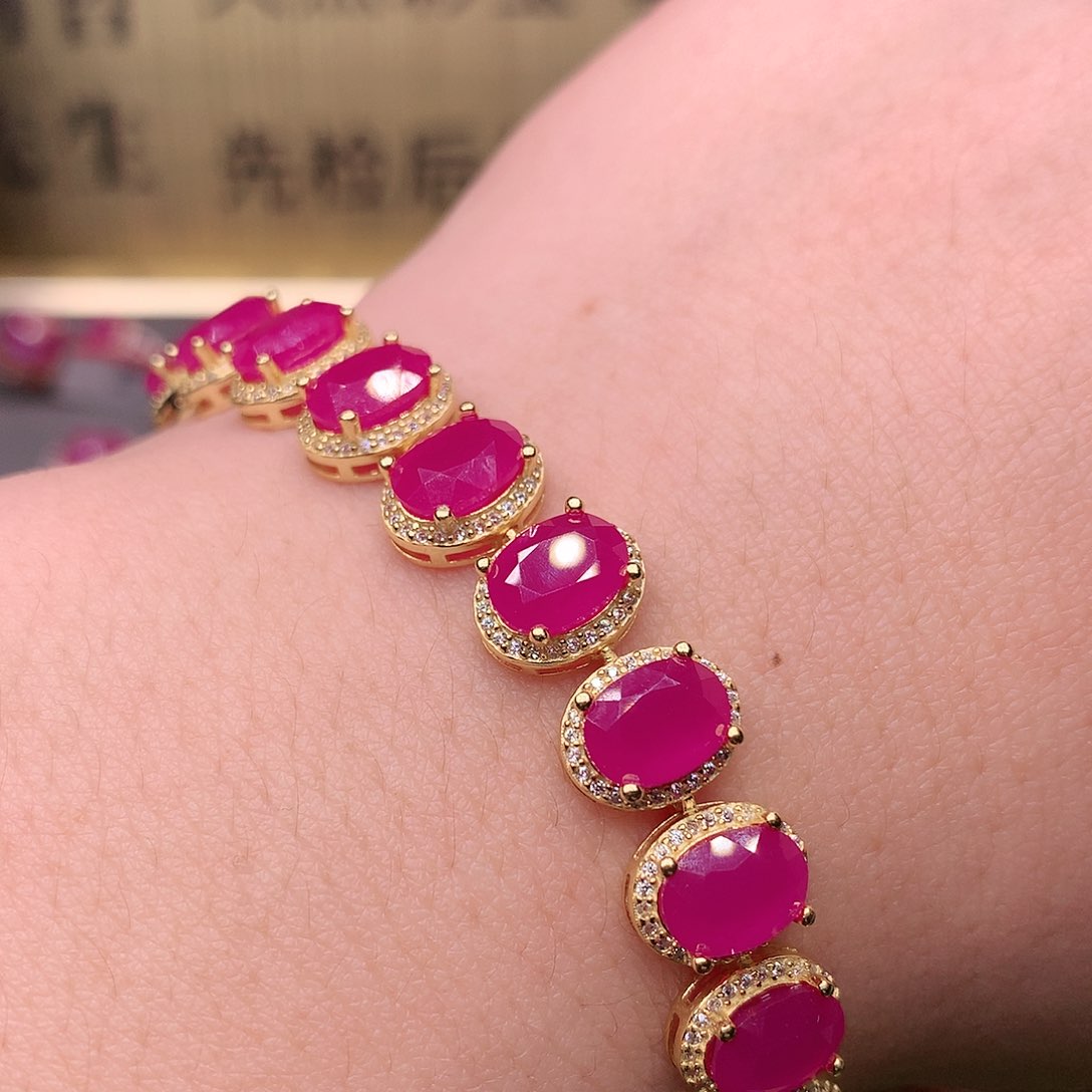 红宝石手链银S925镶嵌