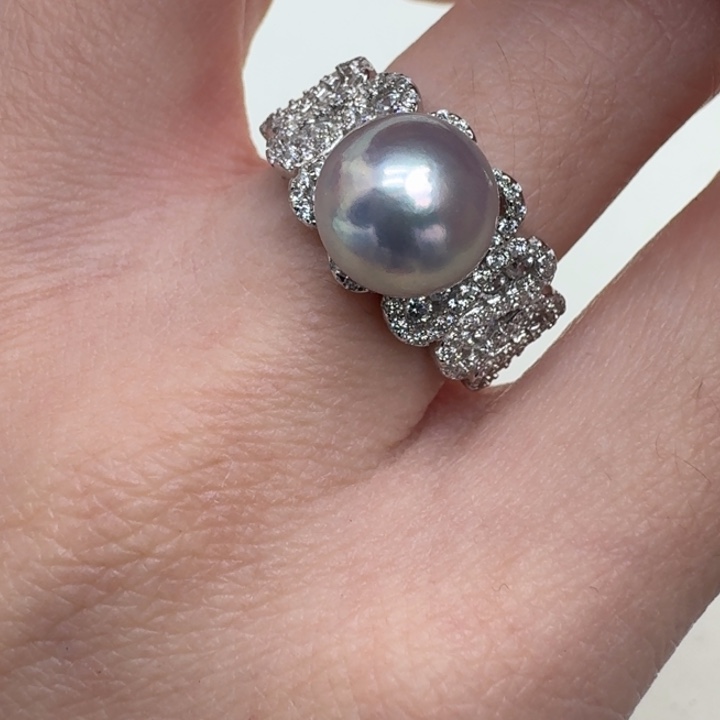 海水珍珠戒指银S925镶嵌