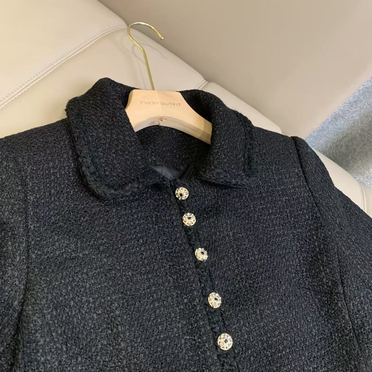 Ziimooo典藏某香马术系列粗花呢细闪搭配纽扣小香外套