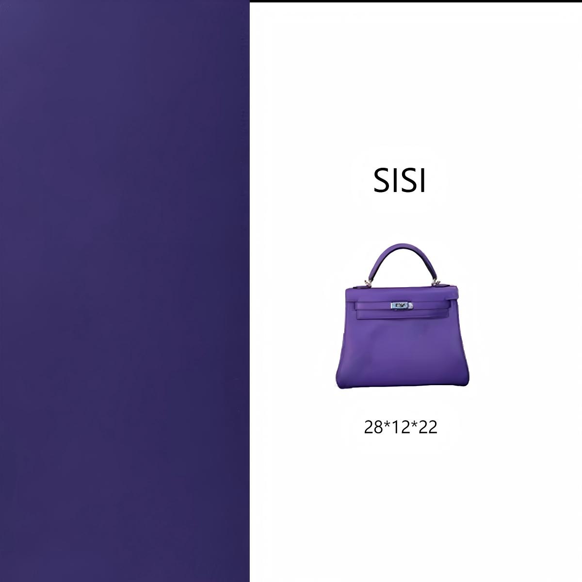 【尺寸：28*12*22】SISI原创设计高定真皮女包1262凯莉28-紫罗兰银扣