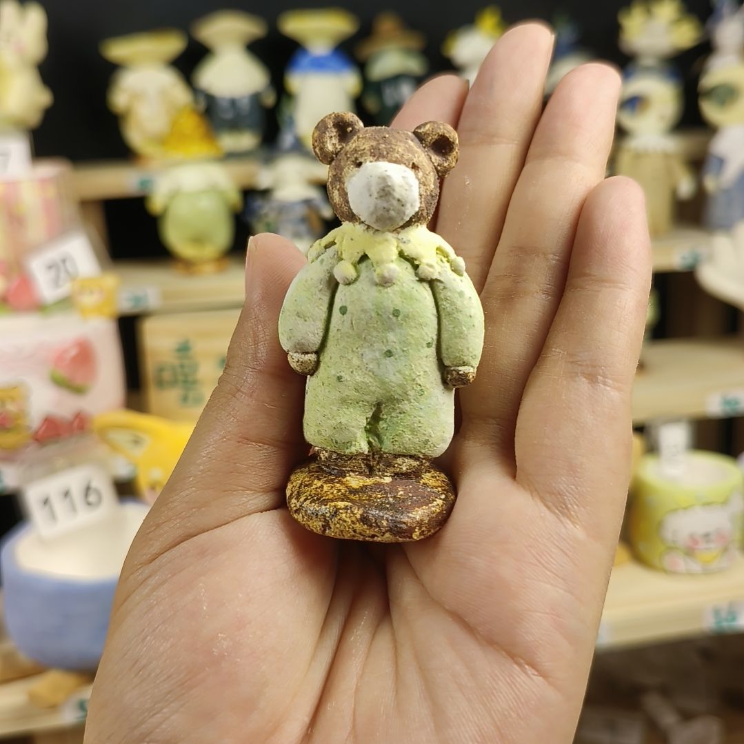 炭***炭手捏小熊原创摆件