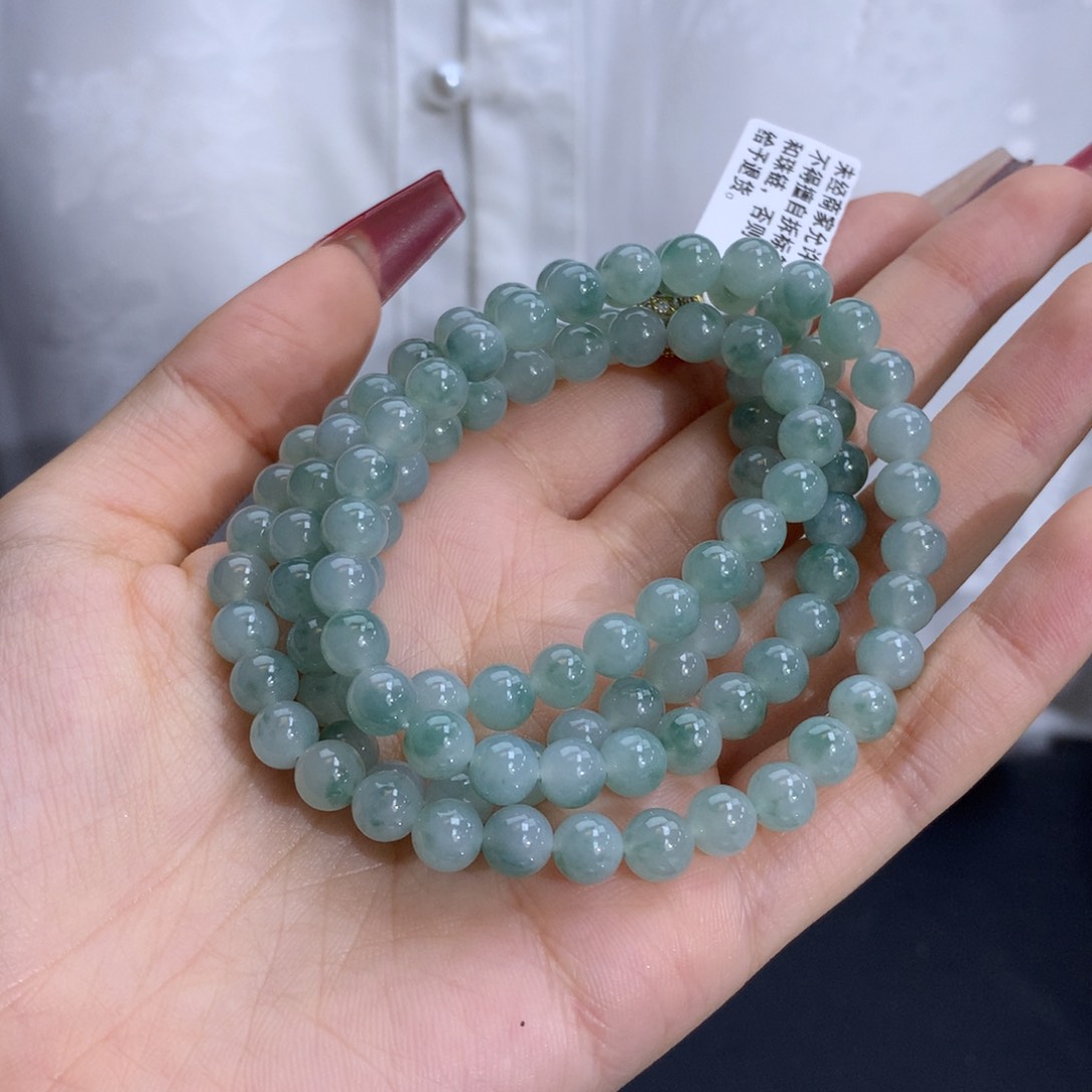 翡翠手链未镶嵌卡6.4冰润胶晴飘花