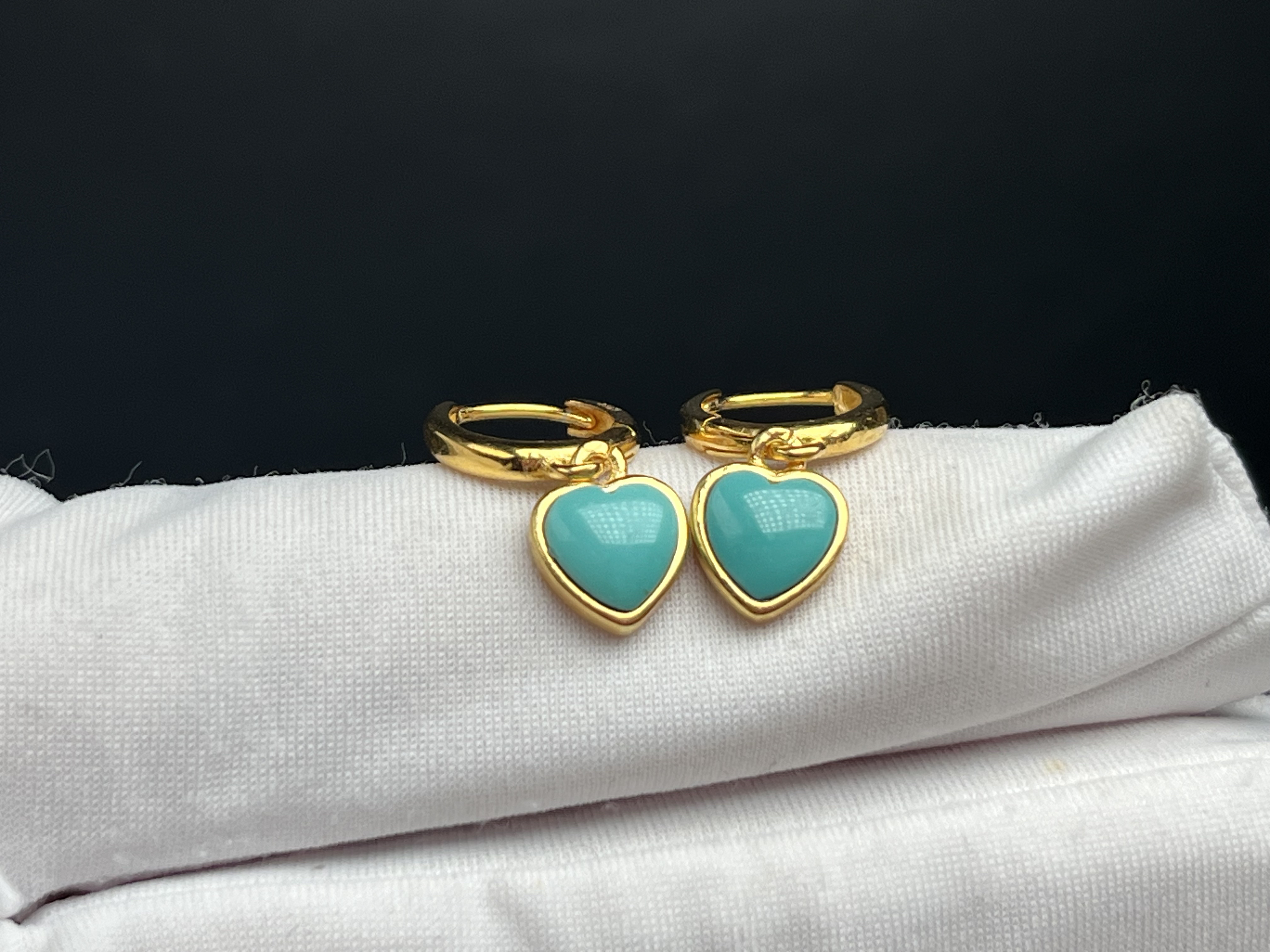 湖北十堰原矿绿松石耳环