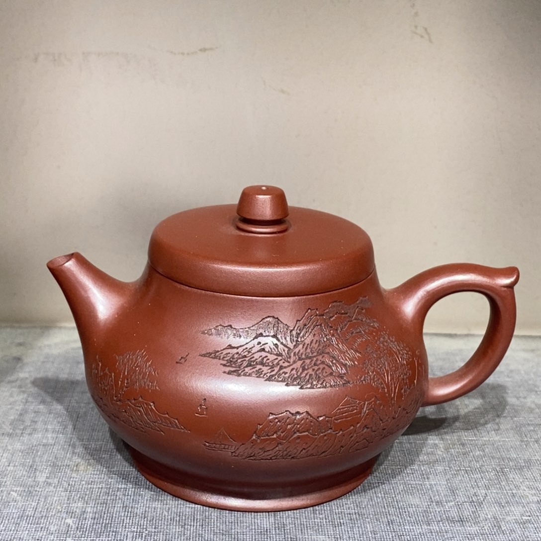 紫砂茶壶白6 汉风 红皮龙