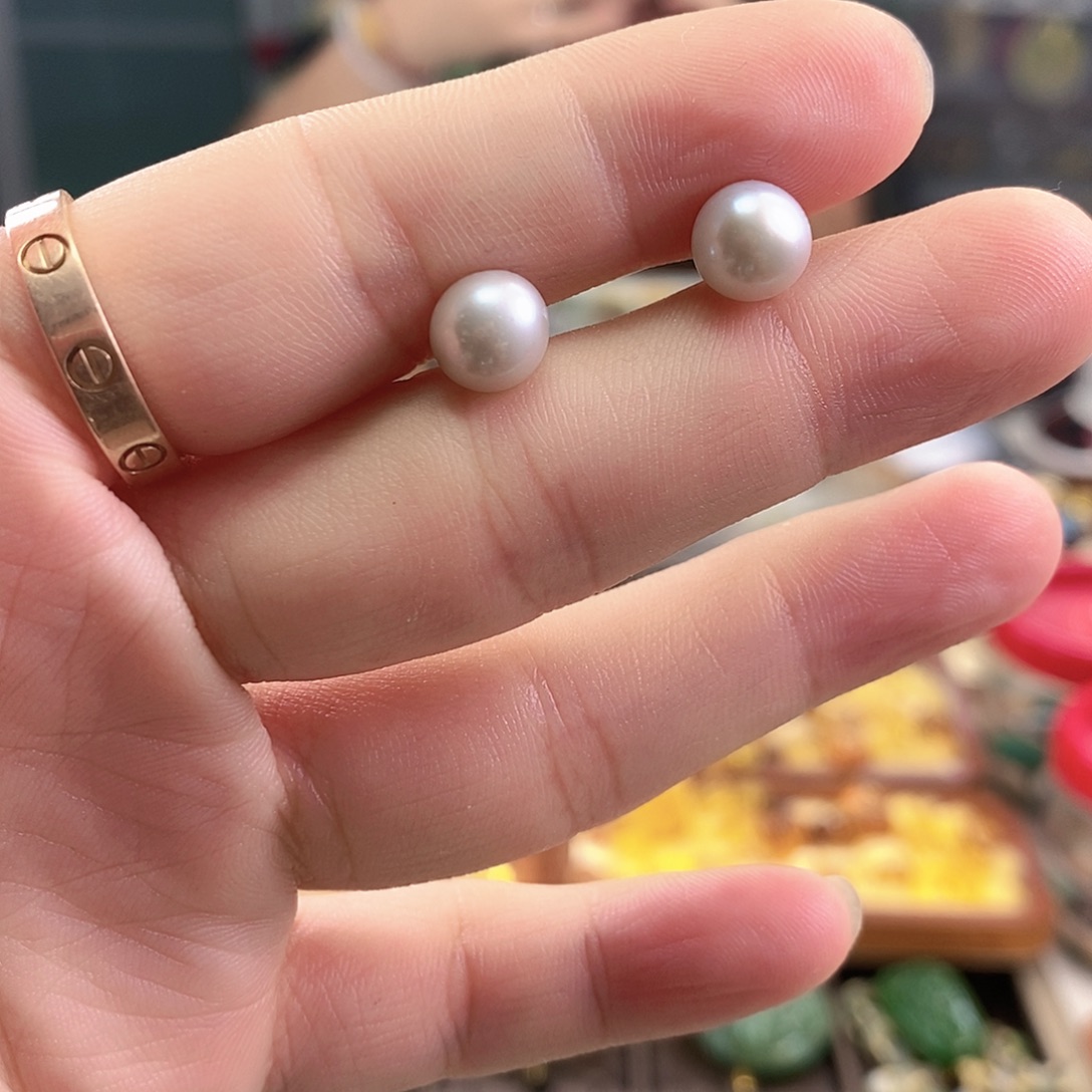 银S925镶嵌耳饰淡水珍珠