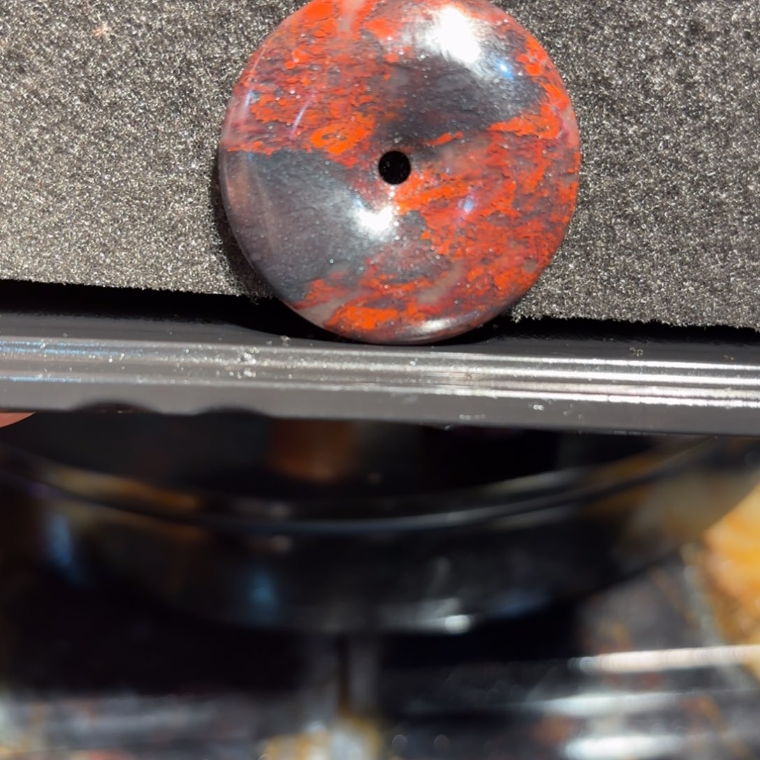 遇***见石材桂林鸡血玉平安扣摆件