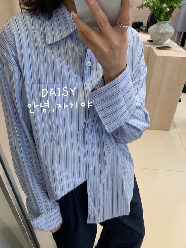 【Daisy】口袋设计款条纹衬衫