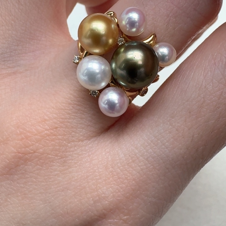 海水珍珠戒指18K金镶嵌