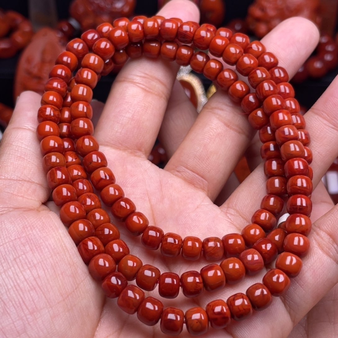 南红玛瑙珠宝奇石未镶嵌多圈6mm