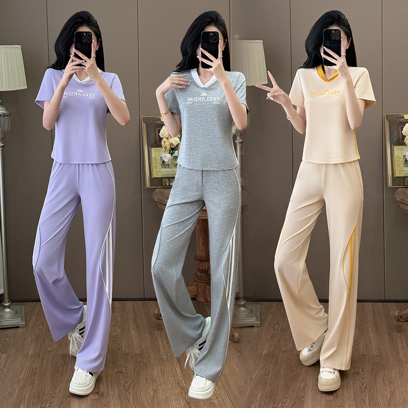 短袖立领运动服套装女夏季2025年新款洋气撞色减龄妈妈休闲两件套