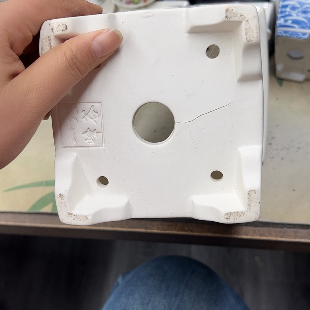 风***月紫砂花盆419号瑕疵底部裂纹处理介意勿拍