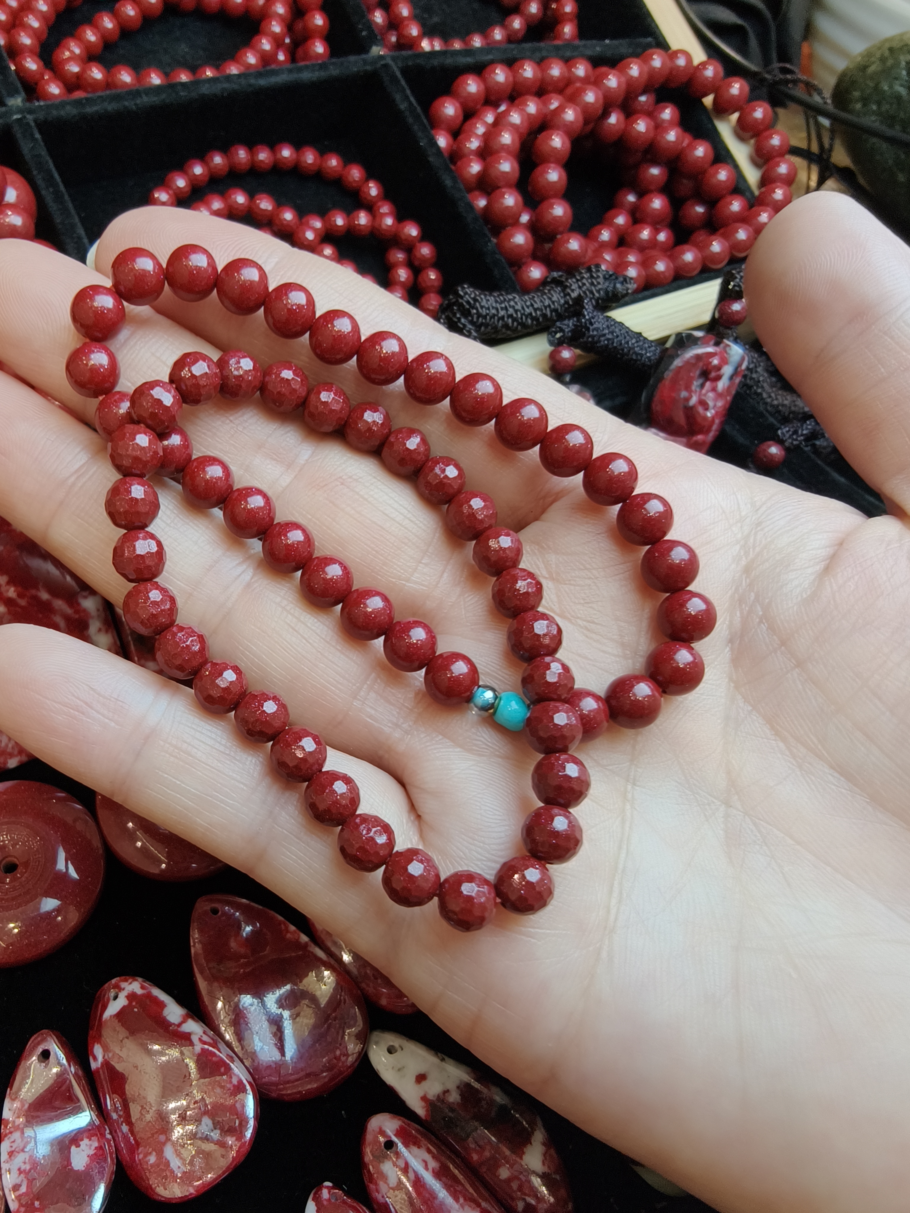 含辰砂工艺品天然朱砂纯天然砂粉手串