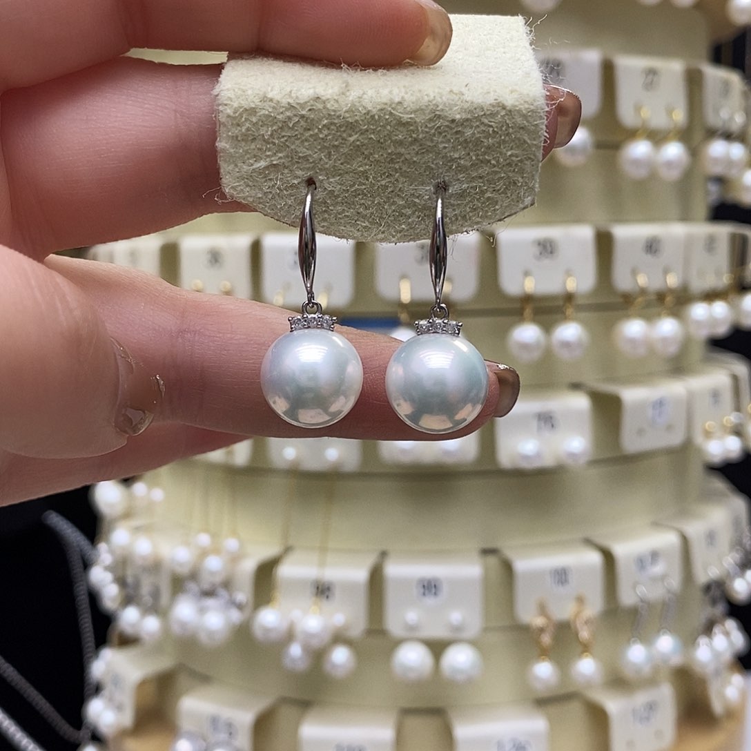 淡水珍珠耳饰银S925镶嵌