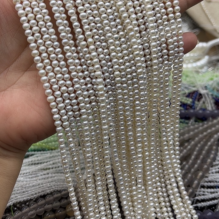 玛瑙/玉髓未镶嵌珠宝半成品一条3.5mm左右珍珠