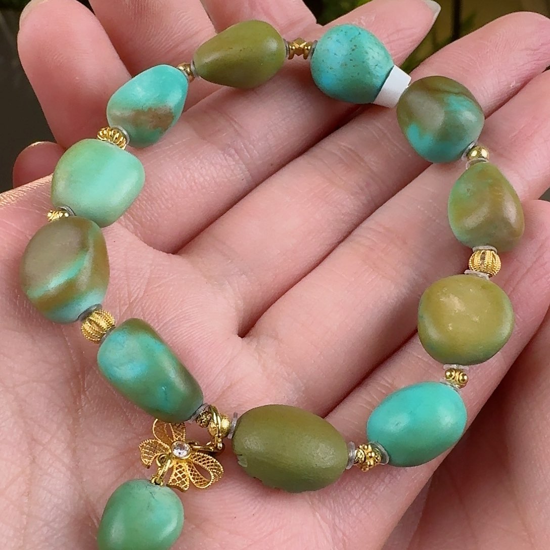 绿松石珠宝奇石18K金镶嵌
