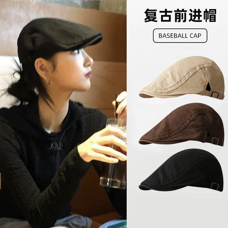 复古风画家帽女英伦百搭运动四季文艺可反戴雅痞前进贝雷帽帽子