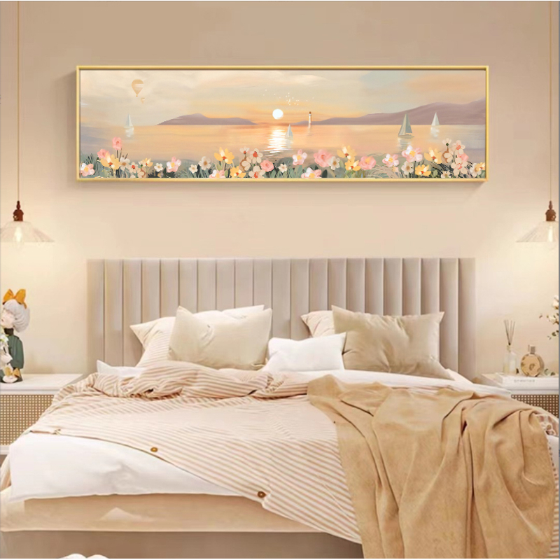 【主播福利】日出花海卧室床头装饰画现代主卧房间墙画奶油风高级感