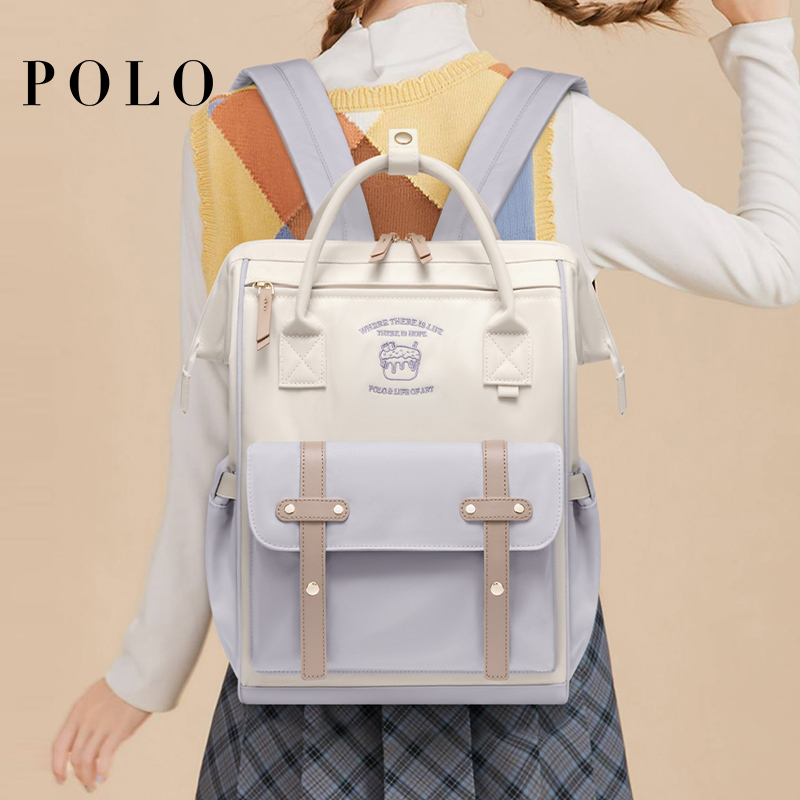 ins韩版双肩背包女包时尚学院风日系休闲电脑包百搭少女森系撞色