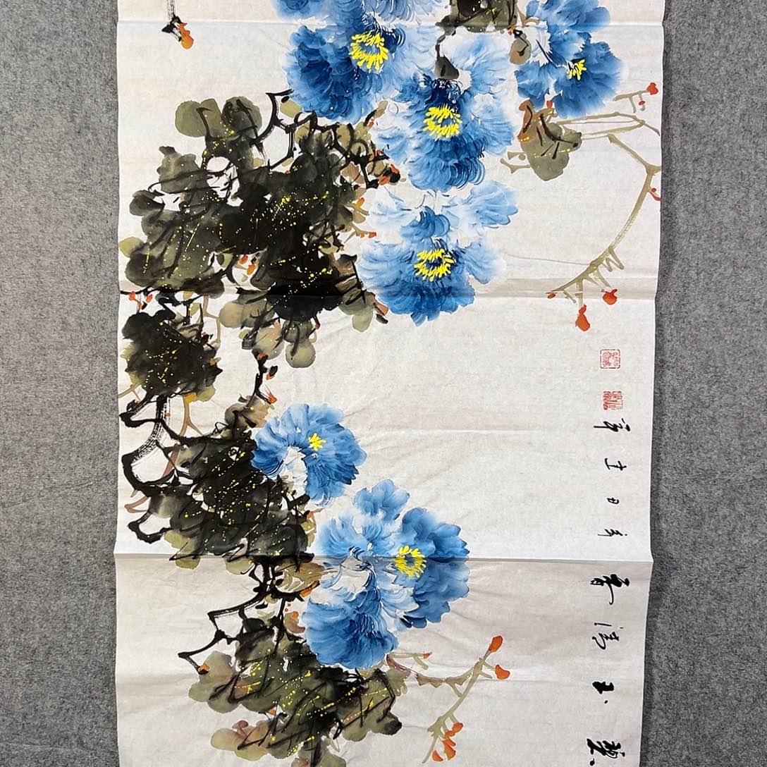 国画478 花鸟在树丛的顶端鸣叫叫声响