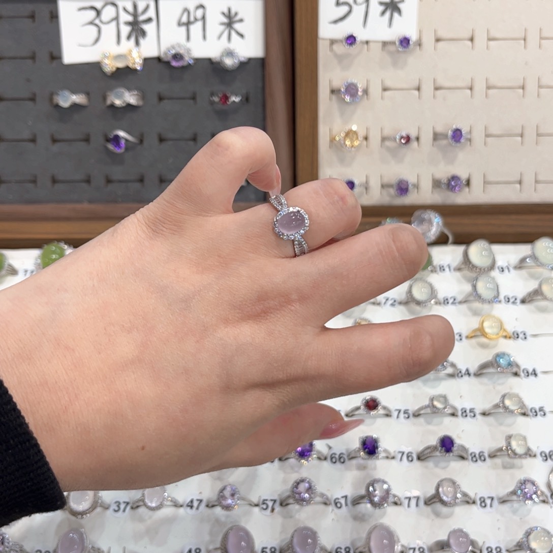 银S925镶嵌岫玉戒指好*情