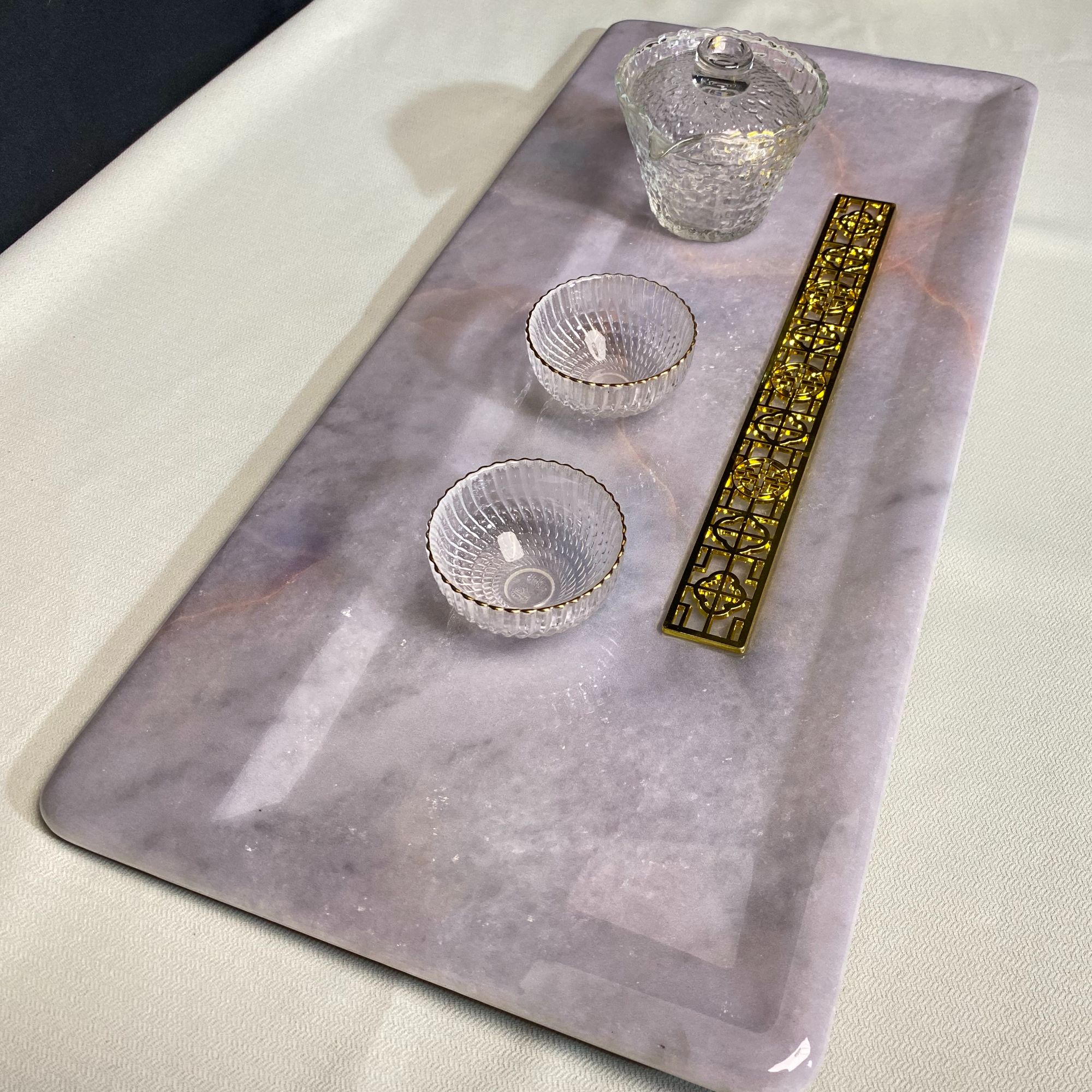 佩拉浅粉 高奢 天然石材 家用商用石材茶盘