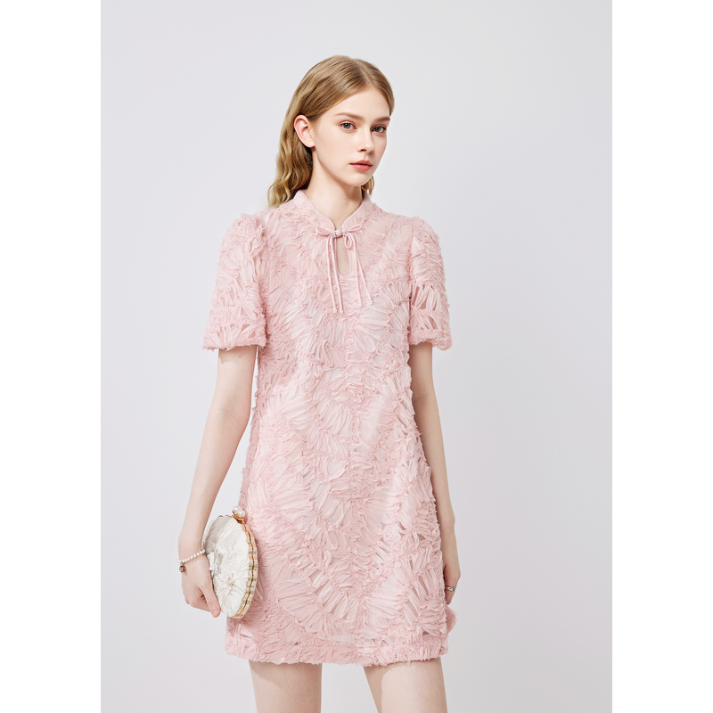 MISSCOCOON盘花工艺手工盘扣连衣裙0313