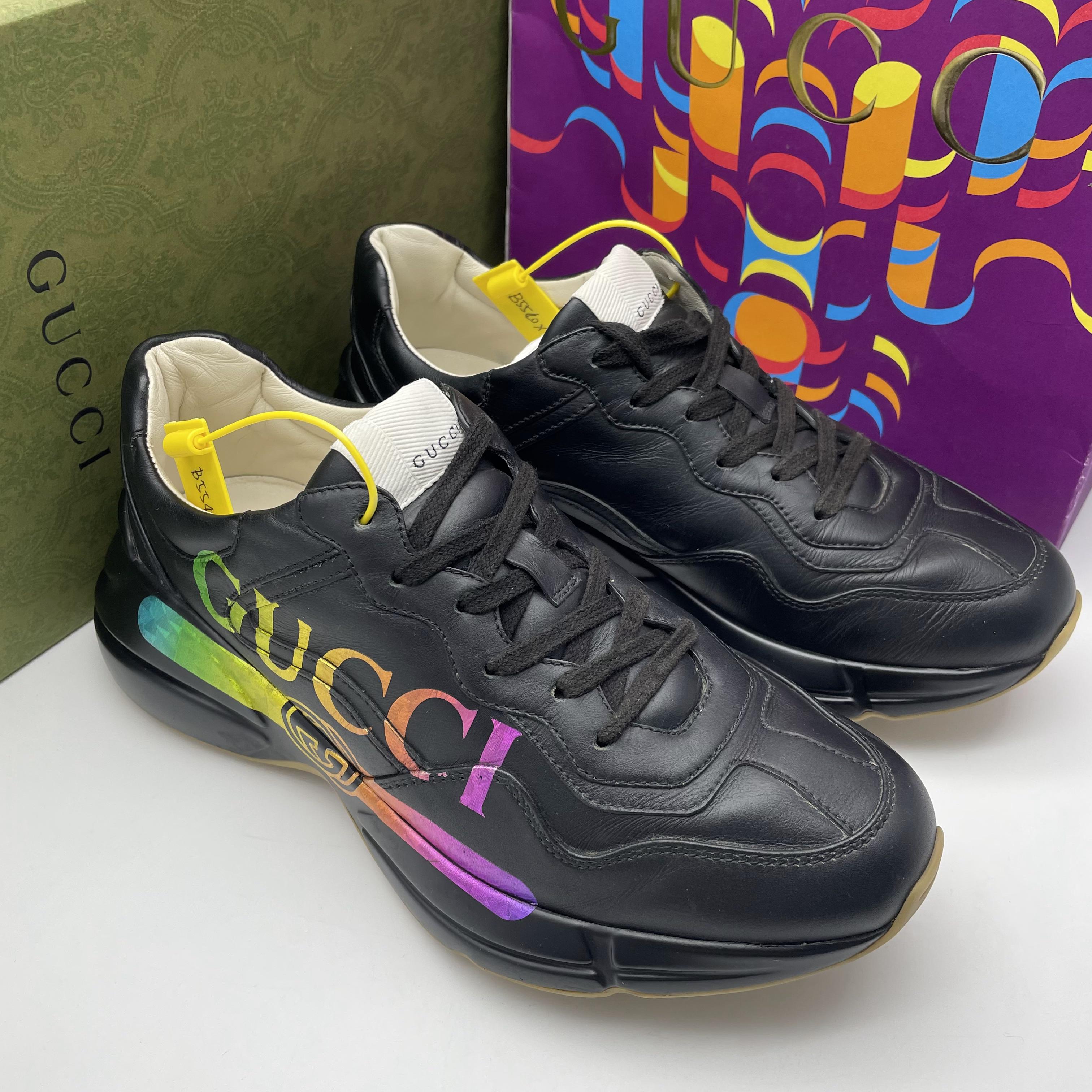95新 GUCCI/古驰 /40欧码/二手男士黑色彩色腰带时尚潮流带老爹鞋