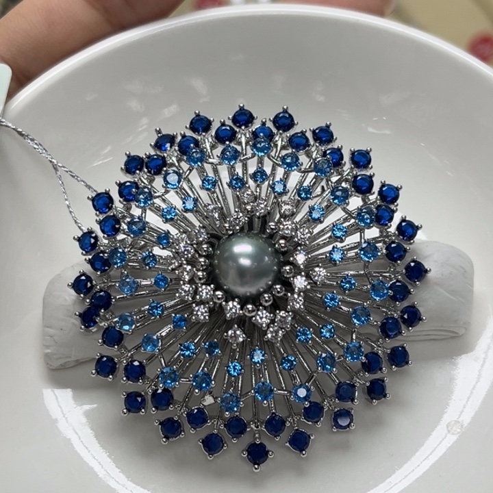 海水珍珠银S925镶嵌胸针大溪地10-11mm104