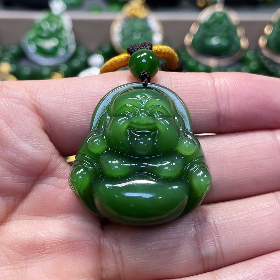 和田玉（碧玉）颈饰未镶嵌佛公35mm