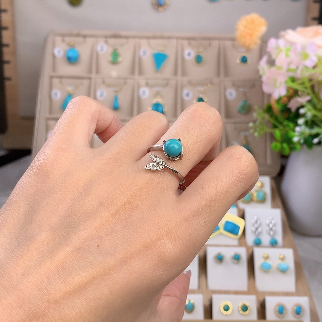 银S925镶嵌绿松石戒指