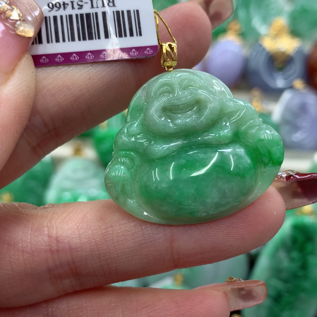 翡翠吊坠(不含链)18K金镶嵌