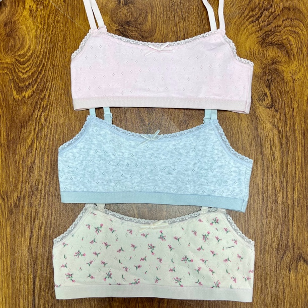 女童双层小碎花半背心三件装