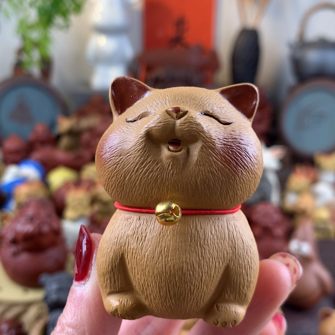 紫砂茶宠蹲蹲招财猫