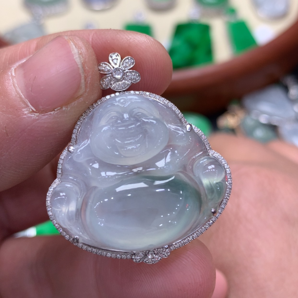 【闪购商品】翡翠颈饰18K金镶嵌佛公