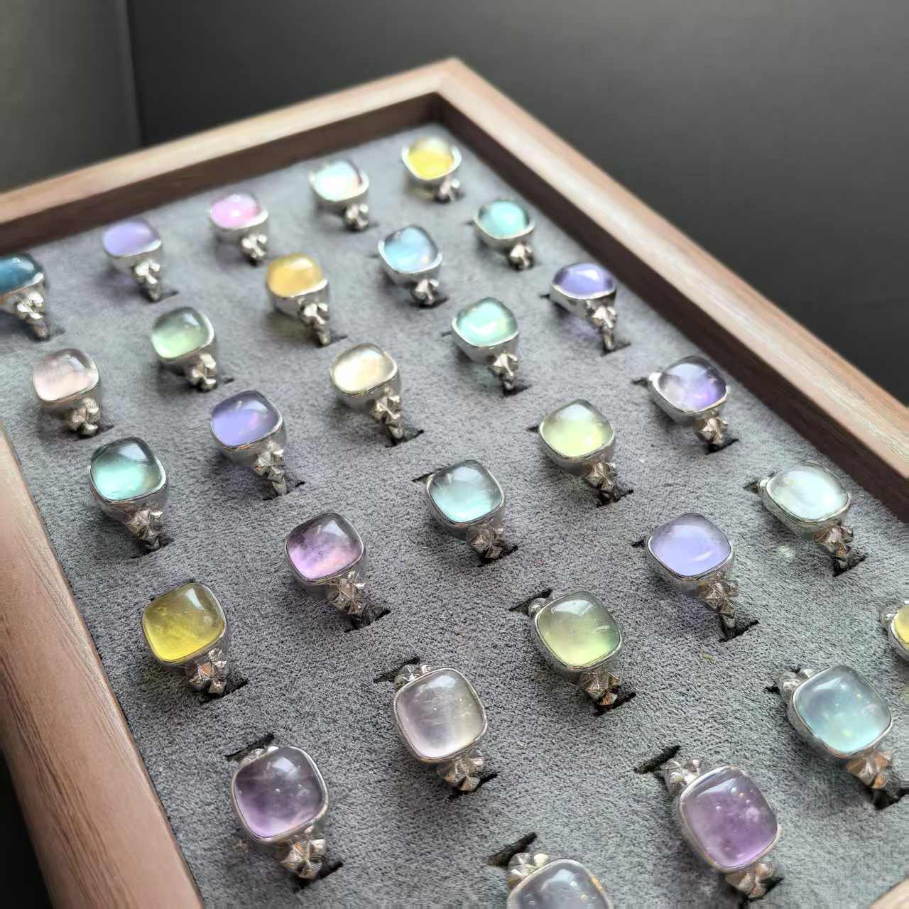 CT3410【任会长珠宝】七彩梦幻萤石戒指-活口-多样性只发一件