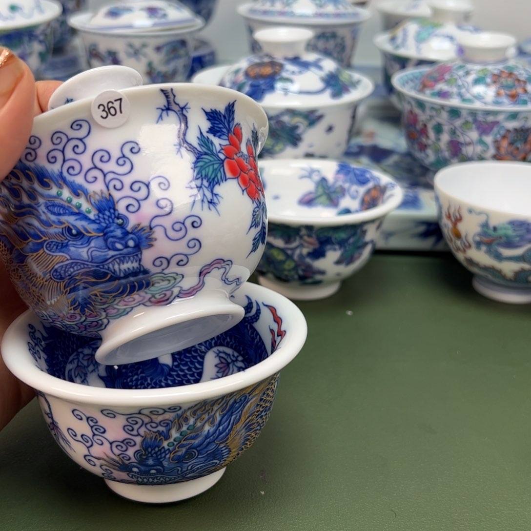 杯沙沙手工手绘茶具盖碗加压手367