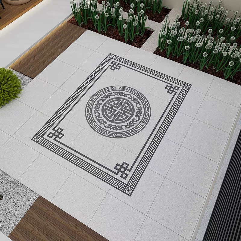 门厅庭院地砖拼花砖户外农村院子地砖防滑地铺石石英砖室外瓷砖