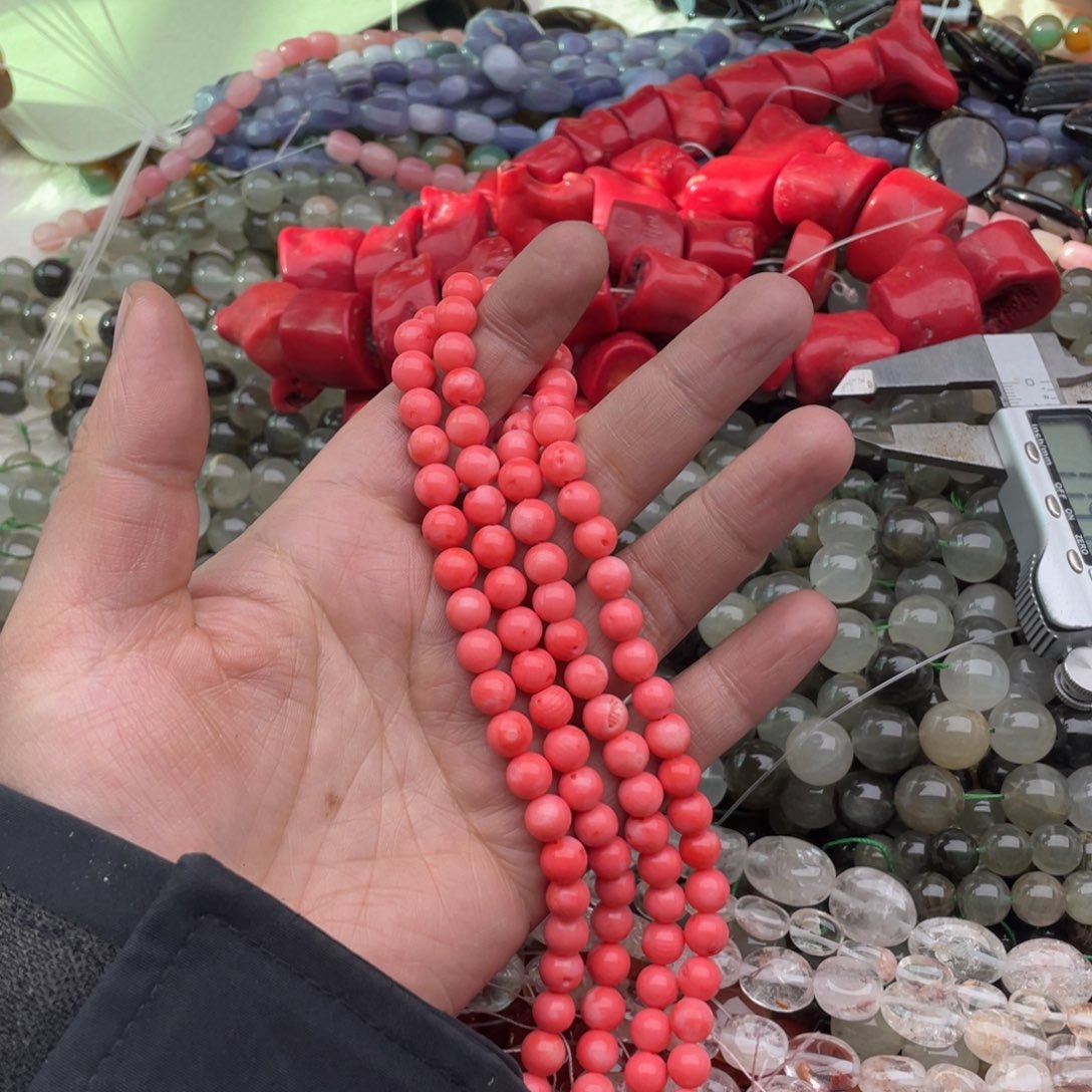 玛瑙/玉髓珠宝半成品未镶嵌一条装8mm粉精灵圆珠